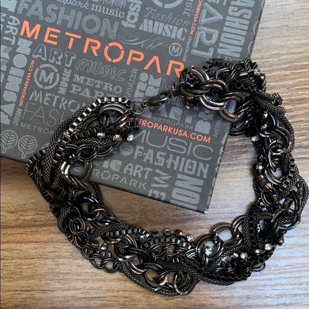 Metropark Multi Chain Black Necklace